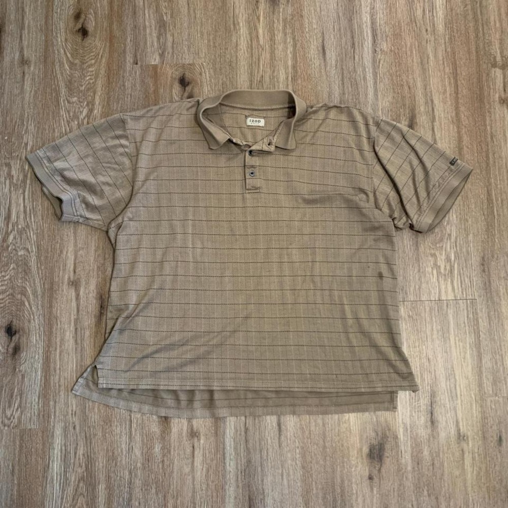 Vintage IZOD golf striped polo shirt in brown - size XL mens